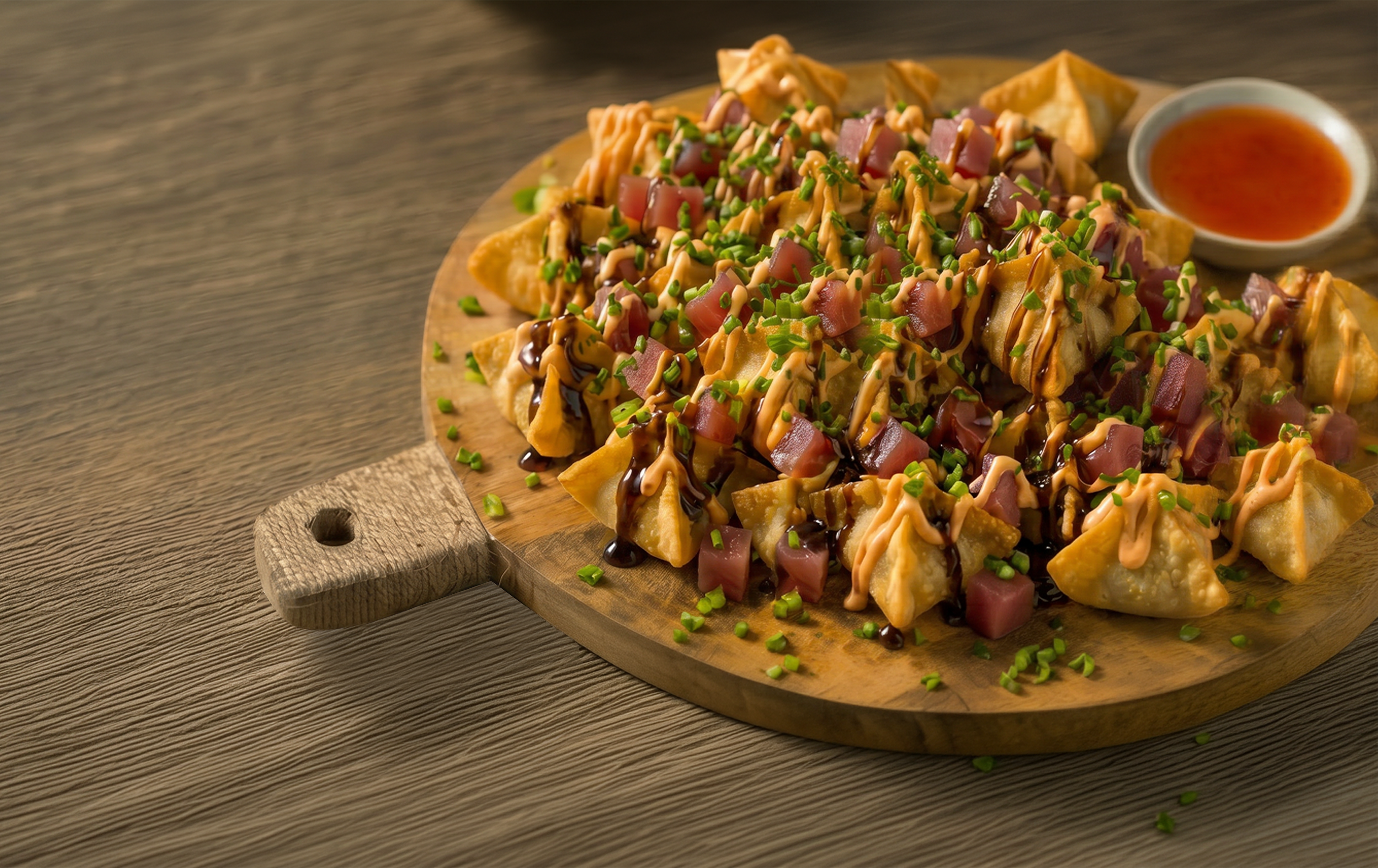 Crab rangoon and tartare sharing platter